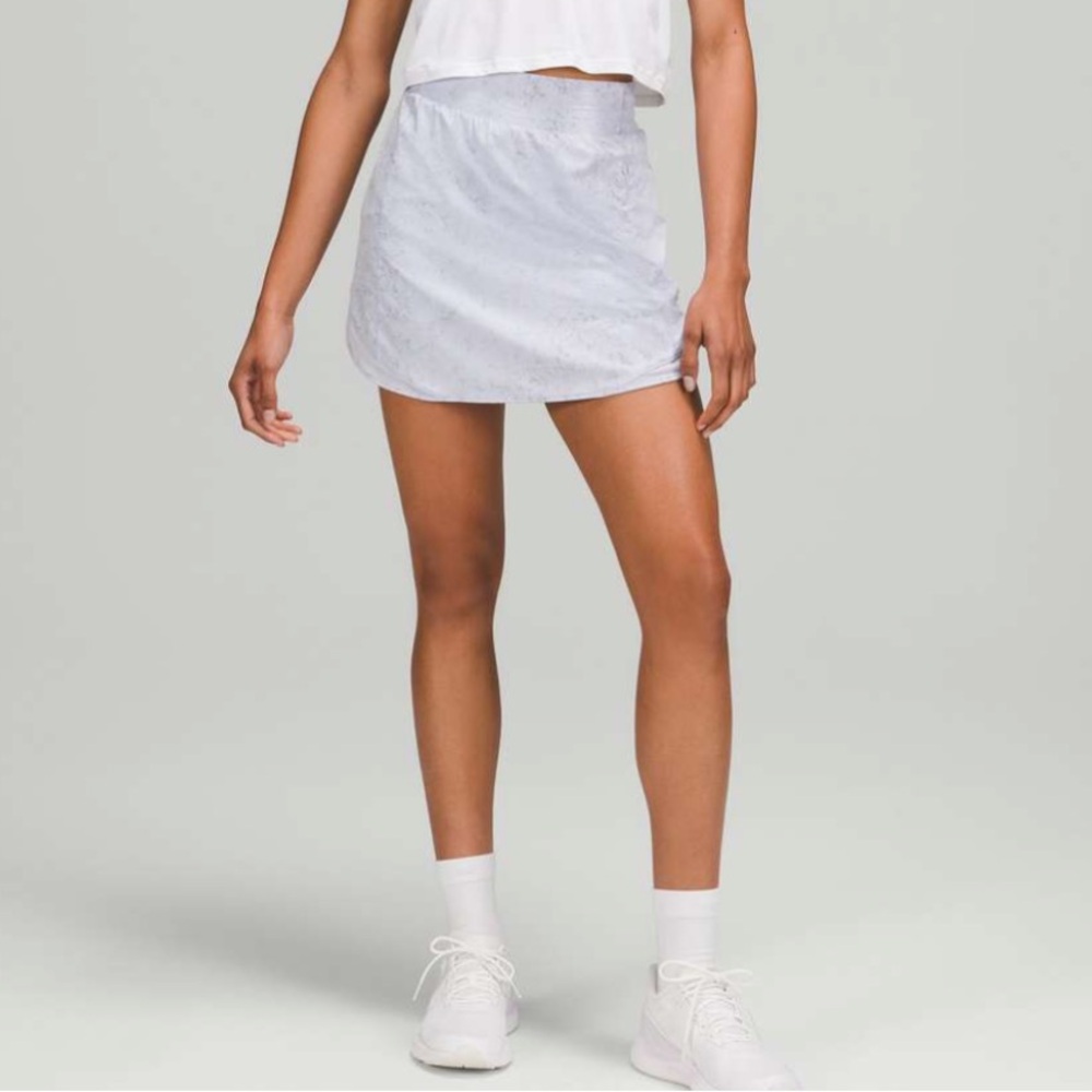 LULULEMON Hotty Hot High-Rise Skirt Long in Gravel Dust Pastel Blue Multi
